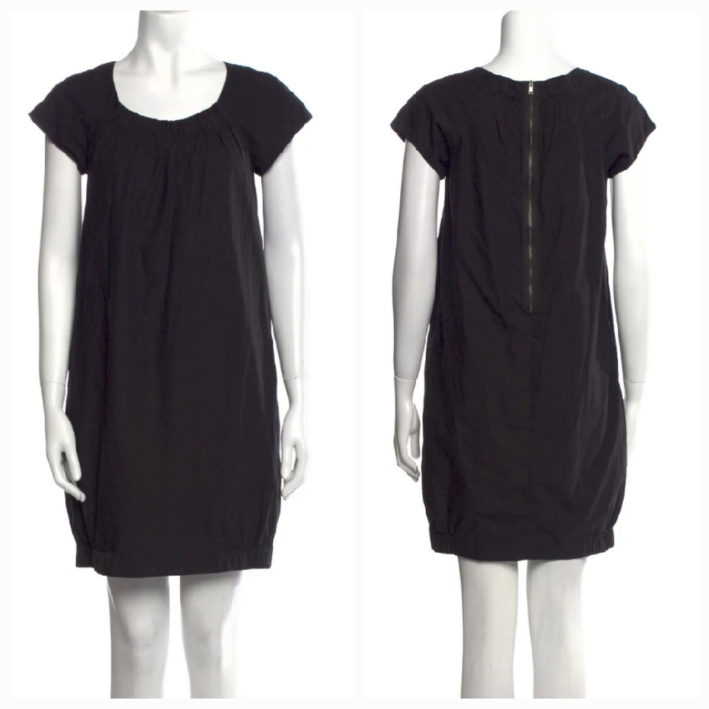 Vince Cap Sleeve Shift Dress Black Cotton XSmall